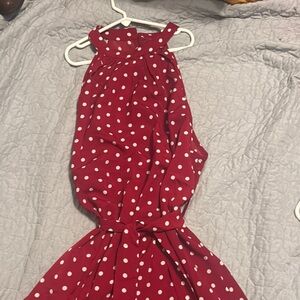 SHEIN Red Halter Dress with White Dots